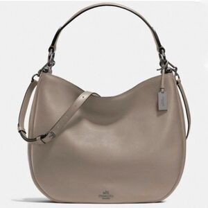 Coach Mae Nomad Taupe Leather Shoulder Bag Medium Women’s Hobo Purse Handbag